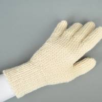 Finger-Handschuhe Wolle handgestrickt naturweiß Teenie/Damen Bild 3