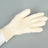 Finger-Handschuhe Wolle handgestrickt naturweiß Teenie/Damen Bild 5