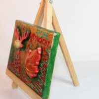 Minibild FROHE WEIHNACHT, kleine Collage Weihnachtsdeko mit Rentierkopf aus Holz, nette Tischdeko oder Gastgeschenk Bild 6