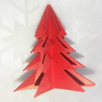 6 Origami Tannenbäume aus Faltpapier rot-gold, Weihnachten, Advent, Fest, Aufsteller Bild 3