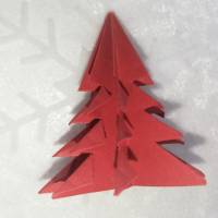 6 Origami Tannenbäume aus Faltpapier rot-gold, Weihnachten, Advent, Fest, Aufsteller Bild 4