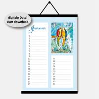 immerwährender Geburtstagskalender zum Selbstausdruck, DIN A4  PDF-Format, Kalender zeitlos Bild 2