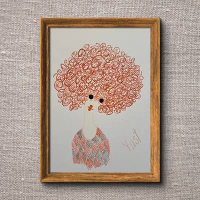 Zeichnung A4. Frauenportrait Handgezeichnet Original Unikat