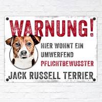 Hundeschild WARNUNG! mit Jack Russell Terrier, wetterbeständiges Warnschild Bild 2