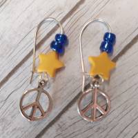 PEACE/spende/ukraine hilfe medeor/ohrhänger/ohrringe/gelb/blau/geschenk/peace/friedenszeichen/#standwithukraine Bild 2