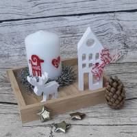 Weihnachtstablett mit Kerze und Deko aus Raysin ~ Lichterhaus ~ Haus zum dekorieren ~ Home ~ Weihnachten Bild 1