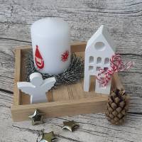 Weihnachtstablett mit Kerze und Deko aus Raysin ~ Lichterhaus ~ Haus zum dekorieren ~ Home ~ Weihnachten Bild 2