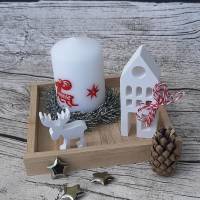 Weihnachtstablett mit Kerze und Deko aus Raysin ~ Lichterhaus ~ Haus zum dekorieren ~ Home ~ Weihnachten Bild 3