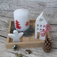 Weihnachtstablett mit Kerze und Deko aus Raysin ~ Lichterhaus ~ Haus zum dekorieren ~ Home ~ Weihnachten Bild 4