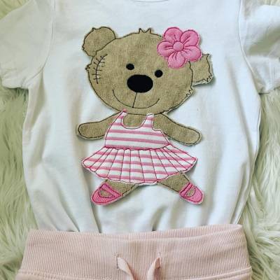Stickdatei, Doodle Teddy Ballerina, Maschinenstickerei, Set 751 Applikation