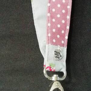 langes Schlüsselband aus Stoff, rosa Töne, ca 57cm lang, 2,5cm breit, handgemachte Geschenkidee für Damen & Schüler Bild 8