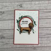 Grußkarte mit Hund zu Weihnachten „Dackel wünscht „Frohe Feiertage“, Handarbeit, Stampin’Up! Bild 1