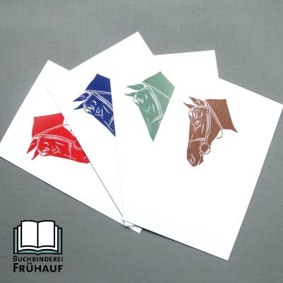 4 Hübsche Karten für Pferdenarren / Pferdenärrinnen mit bunter Prägung Pferd 