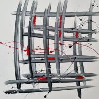 Abstrakte Acrylmalerei Schwarzweiß mit Rot Acryl Bild Malen auf Leinwand Gemälde Wandbild Bild 7