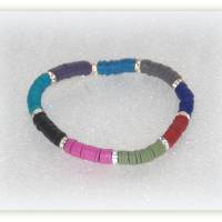 farbenfrohes Armband Heishi Perlen mit Strassrondellen elastisch Bild 2