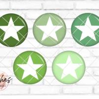 Glas Cabochon mit Motiv Stern Sterne Dunkelgrün Hellgrün Grün, Fotocabochon, Handmade Cabochon, verschiedene Größen, Mot Bild 1