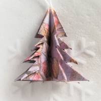 6 Origami Tannenbäume aus Faltpapier Blätter-taupe Weihnachten, Advent, Fest, Anhänger Bild 3