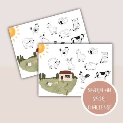 Sparglas, Sparziele, Vorlagen Sparchallenge für Kinder, zum Ausdrucken