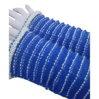 Pulswärmer handgestrickt Merino jeansblau weiß gestreift - Damen - Einheitsgröße - Modell 56 Bild 4
