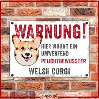 Hundeschild WARNUNG! mit Welsh Corgi, wetterbeständiges Warnschild Bild 2
