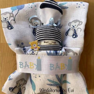 Geldgeschenk zur Geburt: Windelbaby auch mit Name, kleines Babygeschenk für Jungs