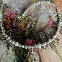 Wunderschöne,handgefertigte Perlenkette mit Silber- Grauen Süßwasser Perlen,Perlencollier,Brautschmuck,Perlenschmuck Bild 2