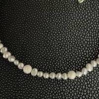 Wunderschöne,handgefertigte Perlenkette mit Silber- Grauen Süßwasser Perlen,Perlencollier,Brautschmuck,Perlenschmuck Bild 8