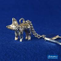 Schlüssel-Anhänger "ARI", frz. Bulldogge, aus 935 Silber, Schlüsselring und Kette 925 Silber Bild 1