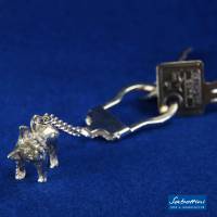 Schlüssel-Anhänger "ARI", frz. Bulldogge, aus 935 Silber, Schlüsselring und Kette 925 Silber Bild 4
