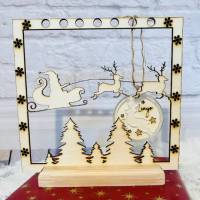 Weihnachtsbaumschmuck, Tischdeko Santa, mit Holzsockel Bild 1