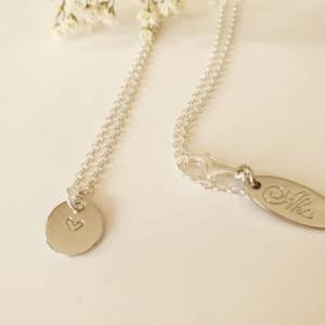 personalisierte Silberkette, mit handgeprägtem Herz oder Buchstabe Bild 3