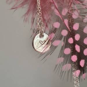 personalisierte Silberkette, mit handgeprägtem Herz oder Buchstabe Bild 4