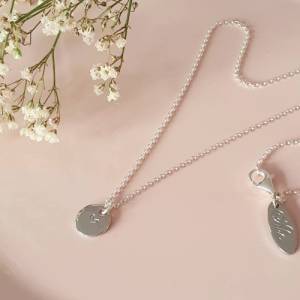 personalisierte Silberkette, mit handgeprägtem Herz oder Buchstabe Bild 5