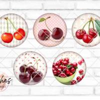 Glas Cabochon mit Motiv Kirsche Kirschen Frühling rot Früchte, Fotocabochon, Handmade Cabochon, verschiedene Größen, Mot Bild 1