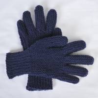 Herren Finger-Handschuhe handgestrickt warm marine Bild 1