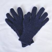 Herren Finger-Handschuhe handgestrickt warm marine Bild 3