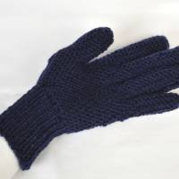 Herren Finger-Handschuhe handgestrickt warm marine Bild 5