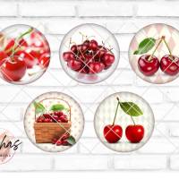 Glas Cabochon mit Motiv Kirsche Kirschen Frühling rot Früchte, Fotocabochon, Handmade Cabochon, verschiedene Größen, Mot Bild 1