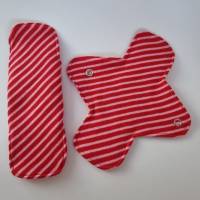 Waschbare Damenbinden, zweilagig - Zwei im Set - in rot-rosa "Streifen" - von he-ART by helen hesse Bild 9