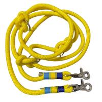 Maritime Hundeleine verstellbar, Tauleine, gelb, royalblau, hellblau, Wunschlänge, für kleine und mittelgroße Hunde Bild 1