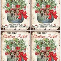 Reispapier - Motiv Strohseide - A4 - Decoupage - Vintage - Weihnachten - Christmas- 19573 Bild 3