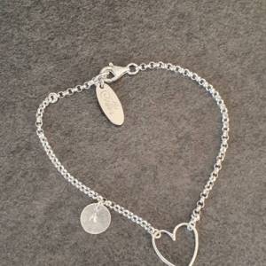 personalisiertes Silberarmband mit  Herz, Plättchen, personalisiertes Herzarmband Bild 5