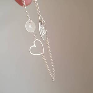personalisiertes Silberarmband mit  Herz, Plättchen, personalisiertes Herzarmband Bild 6