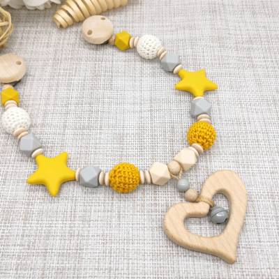 Kinderwagenkette Mädchen Junge Senfgelb Geschenk Baby Geburt