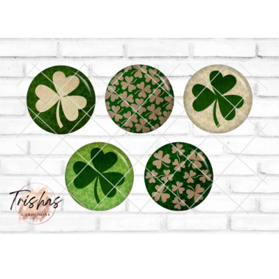 Glas Cabochon mit Motiv Klee, Kleeblatt, Glück, St Patricks Day, Fotocabochon, Handmade Cabochon, verschiedene Größen, M