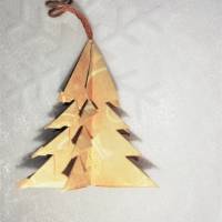 6 Origami Tannenbäume aus Faltpapier beige-braun-gelb Weihnachten, Advent, Fest, Anhänger Bild 3