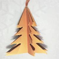 6 Origami Tannenbäume aus Faltpapier beige-braun-gelb Weihnachten, Advent, Fest, Anhänger Bild 4