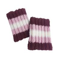 Pulswärmer 100 % Merino-Wolle handgestrickt braun, rosa, weiß gestreift - Damen - Einheitsgröße - Modell 47 Bild 3