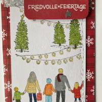 Weihnachtskarten mit Familie, Tannen, Lichterketten Stampin’Up Handarbeit Unikat Bild 1