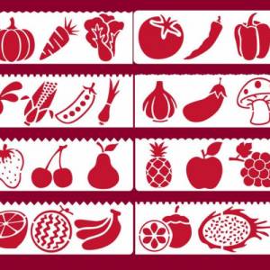 8er Set Früchte Obst Gemüse Schablone Scrapbooking fruit Stencil DIY Basteln Druck Malen Bild 1